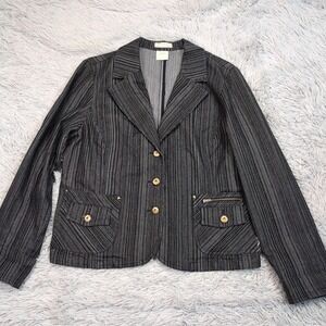 FDJ Jacket Womens 14 Gray Blazer Coat Pockets Button Up Career Casual Preppy